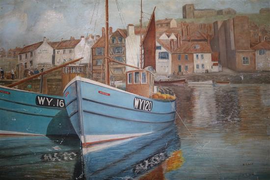 Large oil - Whitby Harbour(-)